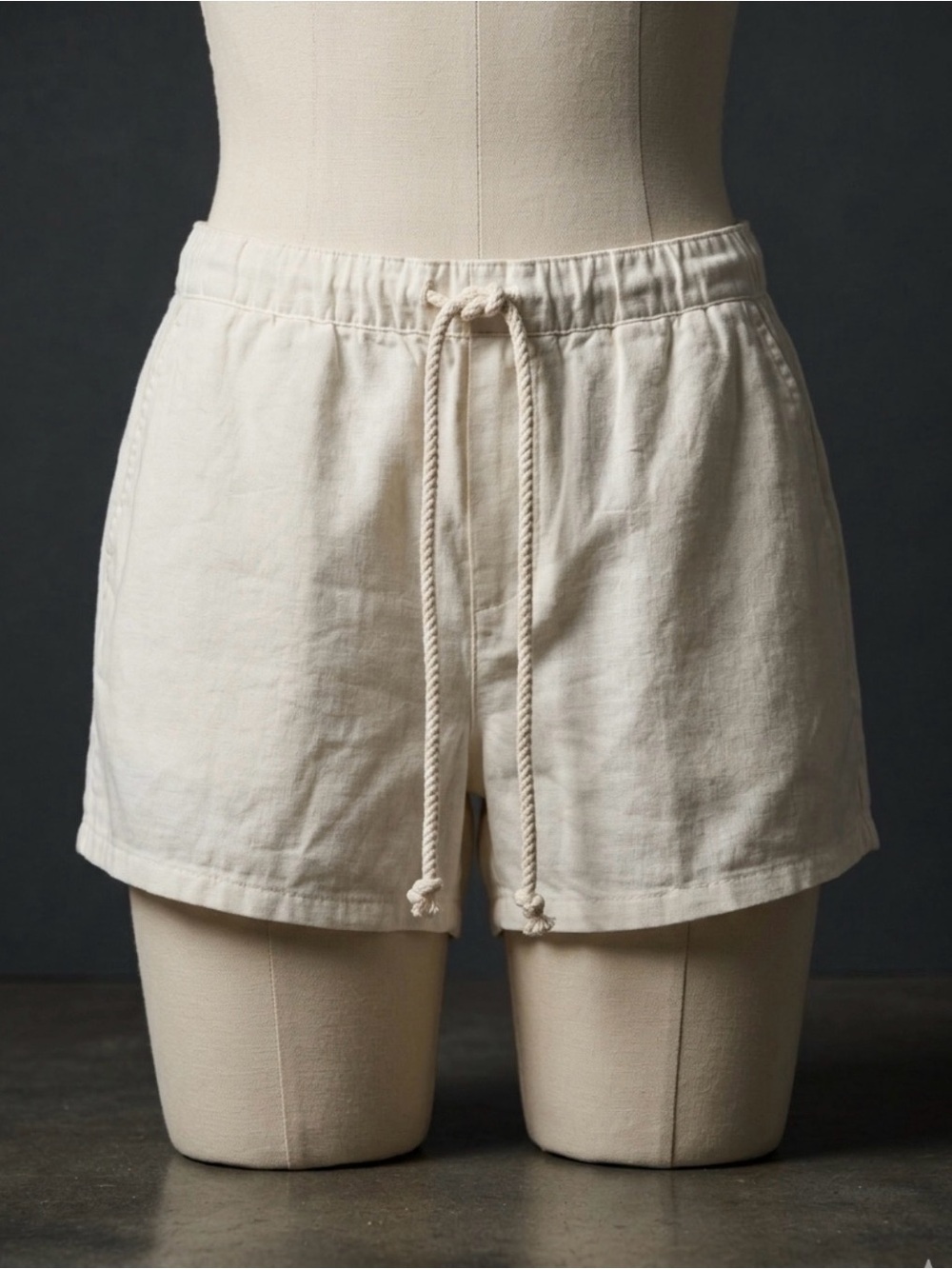 aerie Small high waist  Cream off white Drawstring Linen-Blend lounge Shorts